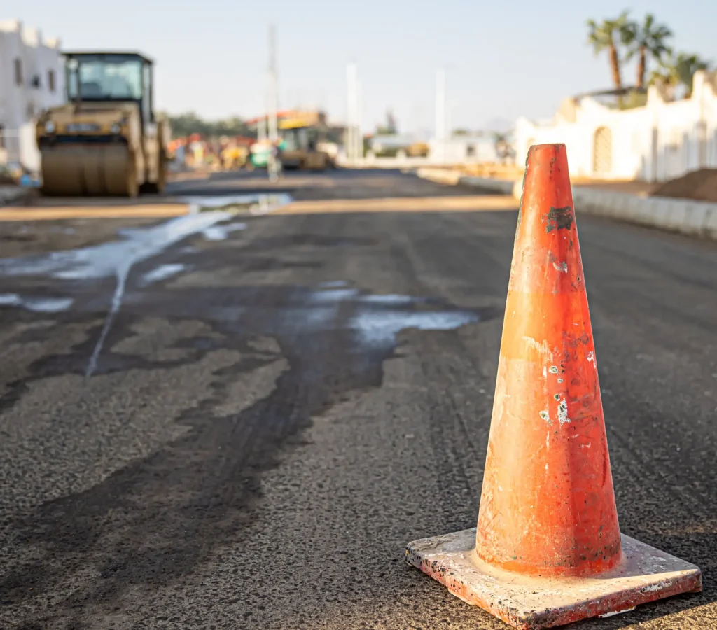 close-up-orange-traffic-cone-road-copy-space